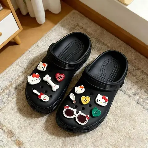 Hello Kitty Shoe Buttons Shoe Flowers Summer Slippers Decoration Dopamine Heart Button Shoe Flowers Detachable DIY Decoration