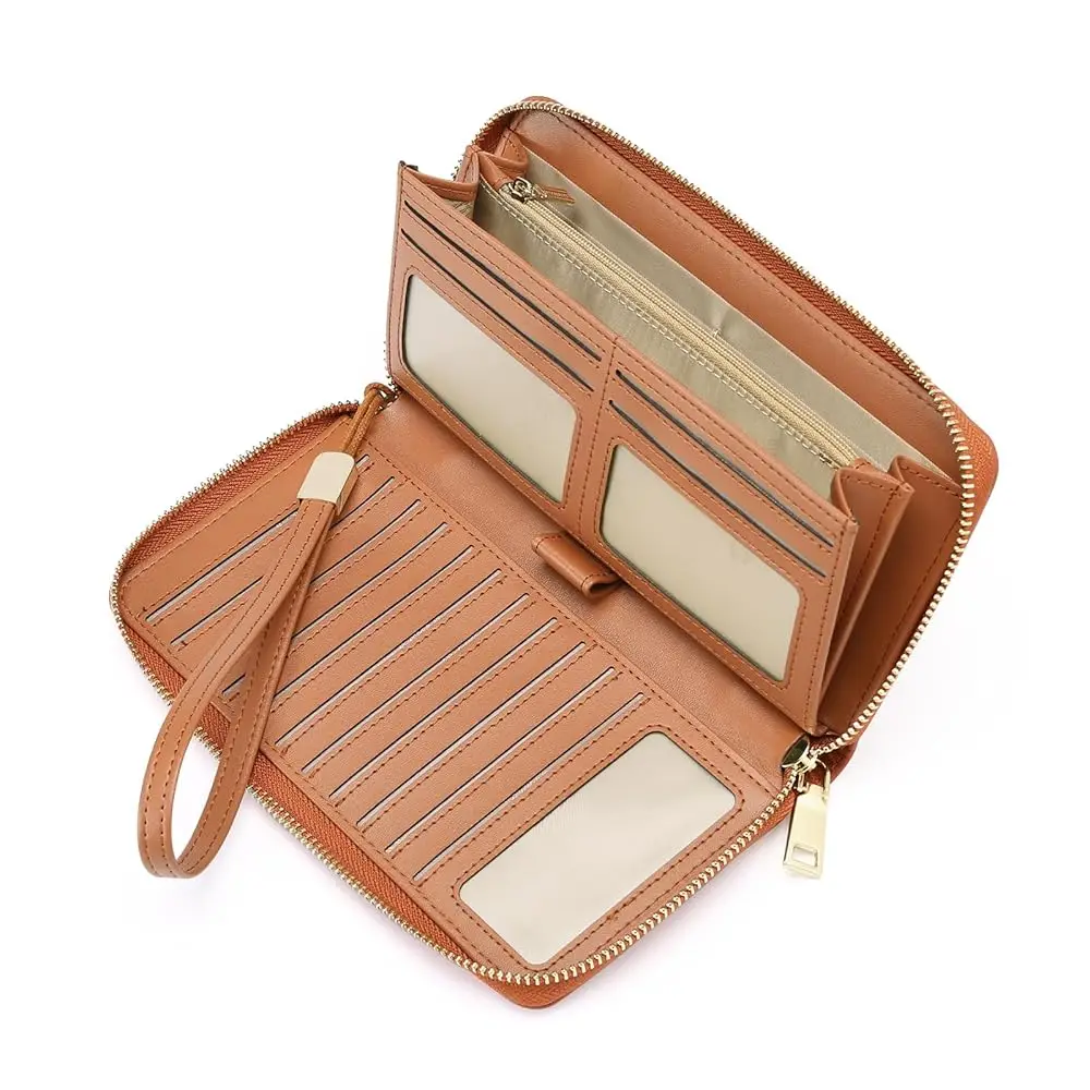 

Free ShippingGOIACII Women's Wallet Double Zip Around Credit Card Holder Ladies Wallet Rfid Blocking Wristlet Purse Medium Size