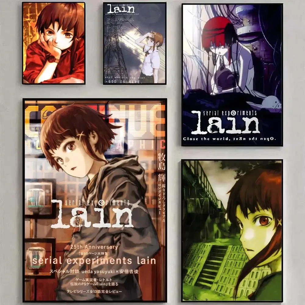 serial experiments L-Lain Poster Wall Art Print Stickers Suitable for Office Bar Parlor Living Room Home Decor Gift