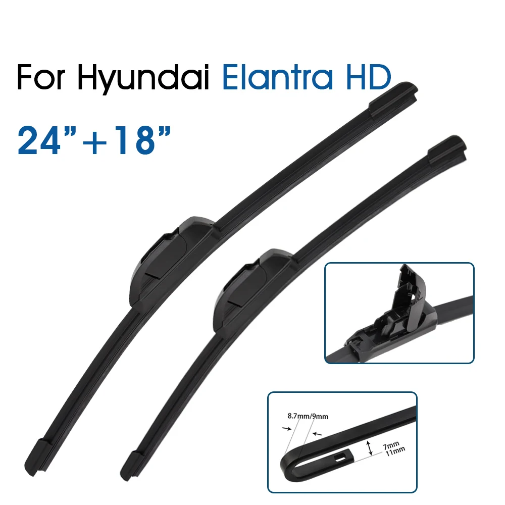 

BROSHOO Car Wiper Front Window Windscreen Windshield Wiper Blades 24"+18" For Hyundai Elantra HD 2007-2010 Auto Accessories
