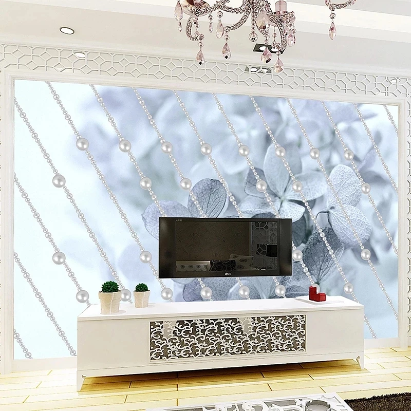 Customized Modern Simple 3D White Pearl Flowers Wallpaper Mural Living room TV background wall bedroom restaurant study photo 8d