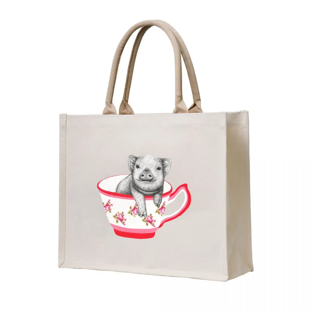 

Teacup Pig Tote Bag Beach bag Gift bags reusable shopping bags