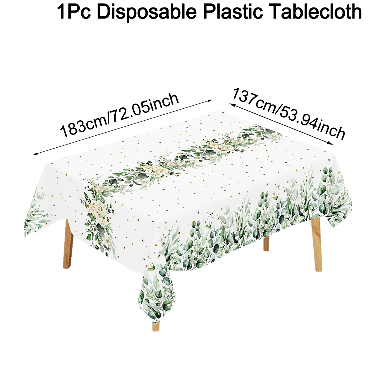 Eucalyptus Leaf Disposable Plastic Tablecloth Sage Green Eucalyptus Branch Design Table Cover Spring Holiday Outdoor Party Decor
