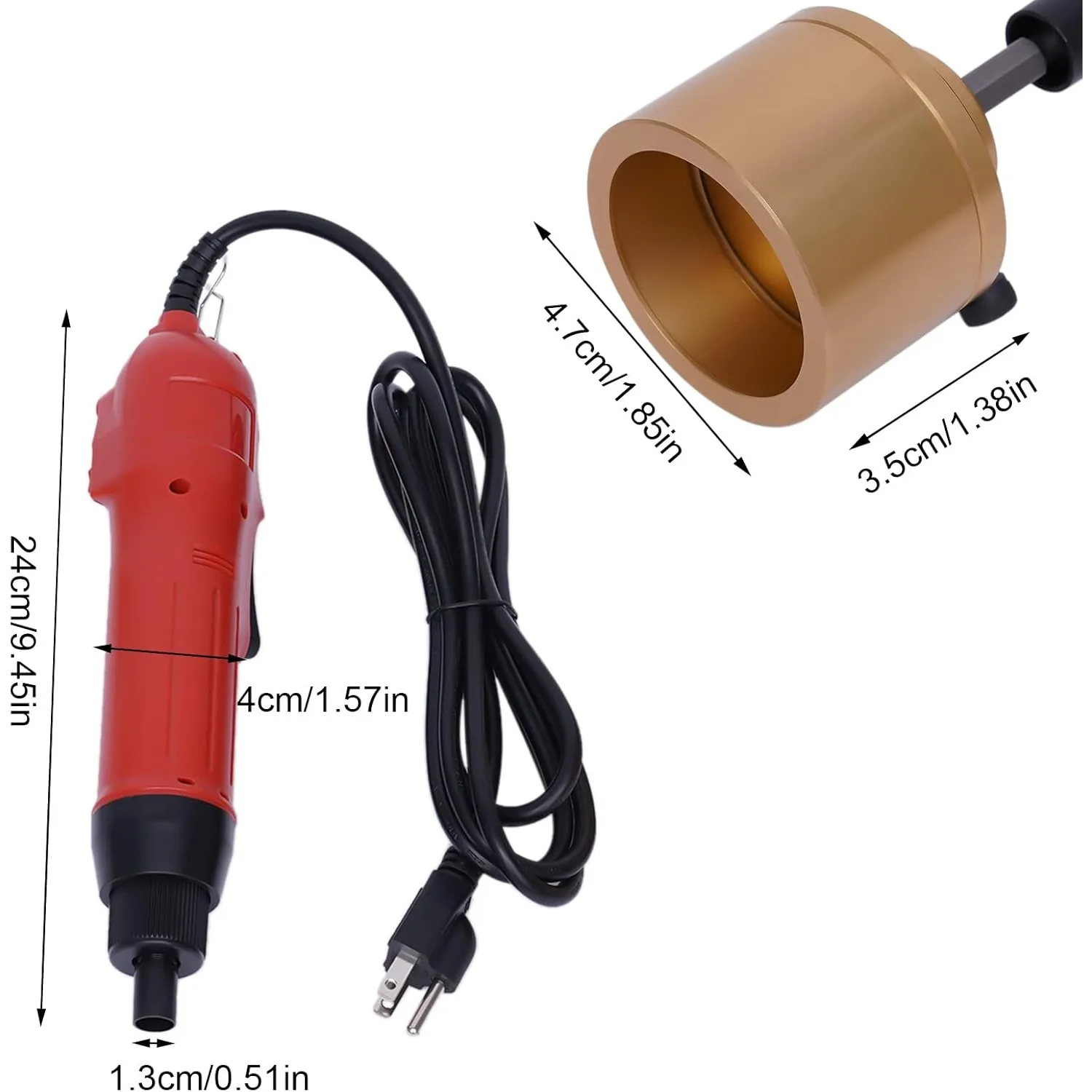 ハンドヘルドボトルキャッピングマシン キャッパー ボトルキャップシーリングツール Φ10-30mm 丸型キャップ/スプレーキャップ用、20-50キャップ/分（レッド）