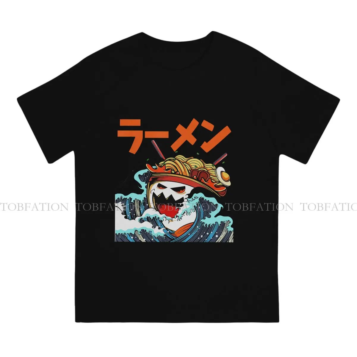 Kanagawa Newest TShirts The Great Ramen off Kanagawa Male Harajuku Fabric Streetwear T Shirt Round Neck 