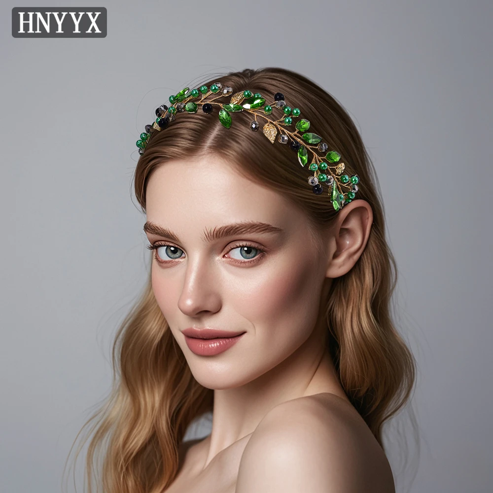 HNYYX accesorios para el cabello de cristal en forma de hoja para novia, tocados diarios simples, diadema de diamantes de imitación para boda, joyería, Tiara, A233