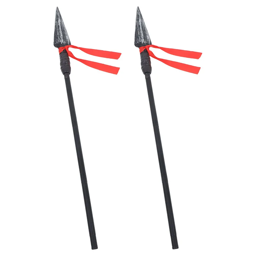 

2 Pcs Medieval Roman Knight Costume Props Red Tassels Pike Sticks Renaissance Party Holiday Role Play Accessories Performance