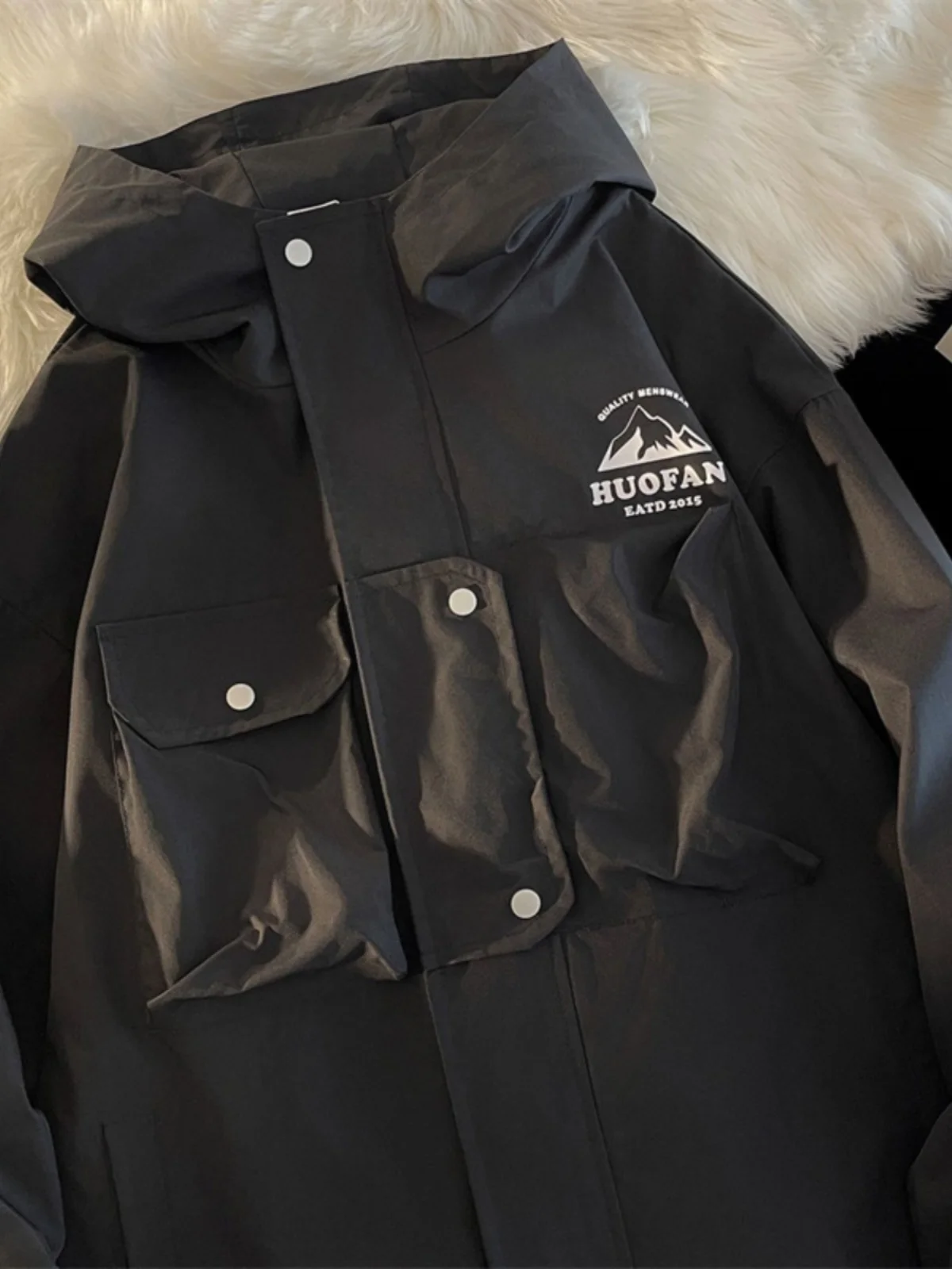 

Outdoor Men's Waterproof Windproof Hooded Jaet Autumn Season Multi-ket Workwear Sle Climbing Suit Casual Faion