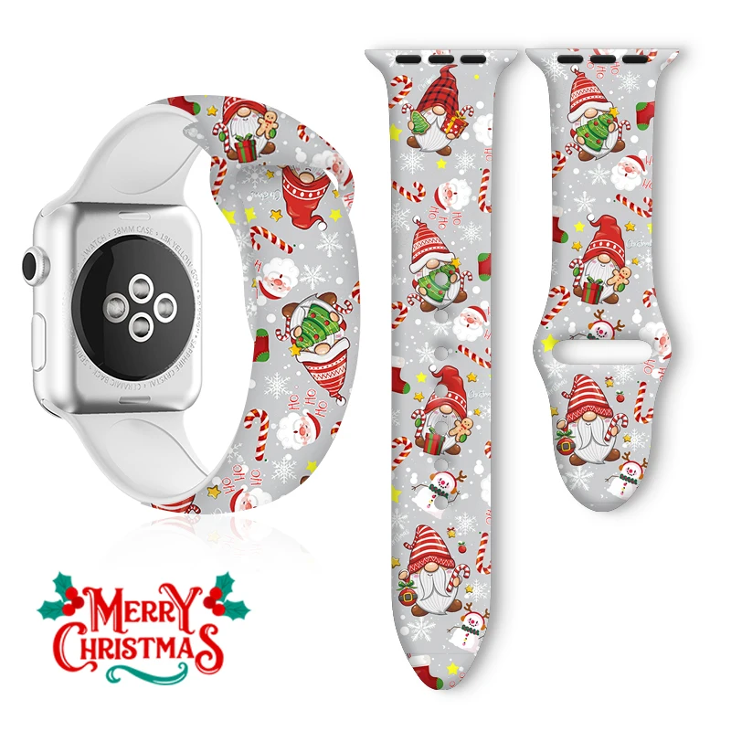 

Christmas Series Print Silicone Strap for Apple Watch 10 9 8 Band Replaceable Bracelet for iWatch 46mm 44mm 42mm 41mm Watchbband