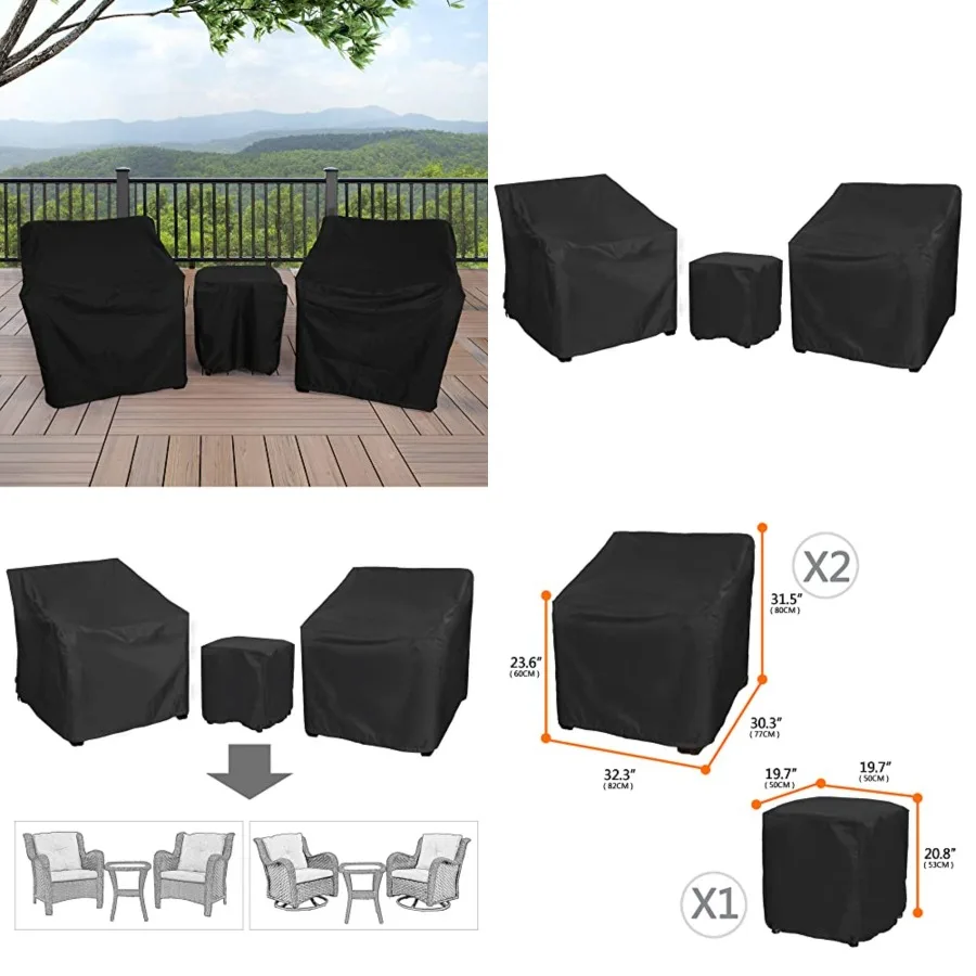 

Patio Furniture Covers, Outdoor Furniture Cover Waterproof, Patio Furniture Set Covers for 3 Pcs Outdoor Bistro, Patio Sofa Cov