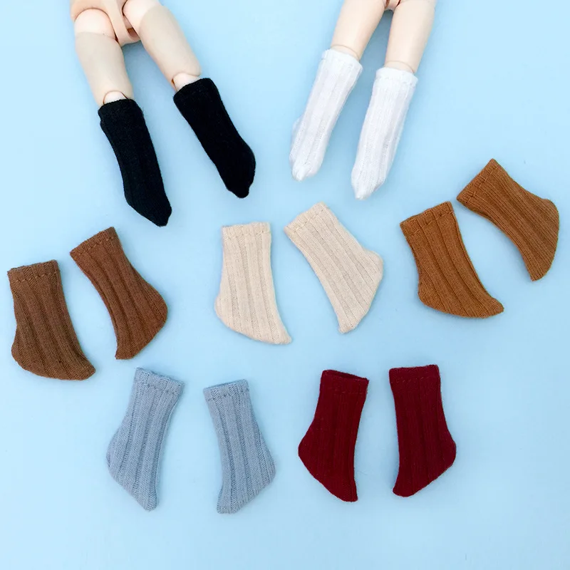 2 Pairs Ob11 thread Socks Doll Short Socks Solid Color Socks Doll Accessories For Molly,Ob11 ,Gsc,1/8 1/12bjd Doll