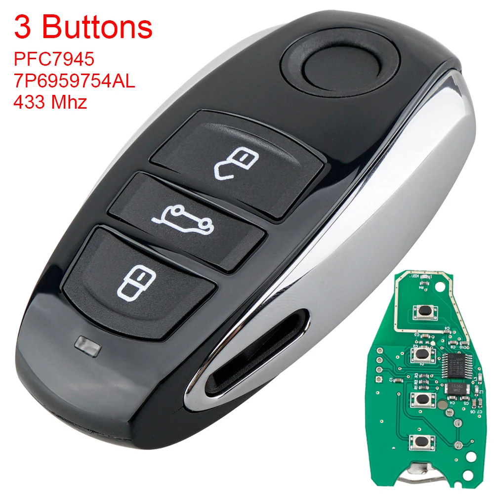 

3-кнопочный автомобильный брелок для дистанционного ключа, подходит для Volkswagen Touareg 2011 2012 2013 2014 433 МГц PFC7945 чип 7P6959754AL корпус ключа