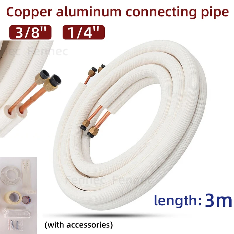 

3M Air Conditioner Pair Coil Tube 1/4In 3/8In Insulated Copper Pipe Wire Air Conditioner Parts Refrigerant Tube with Accessories