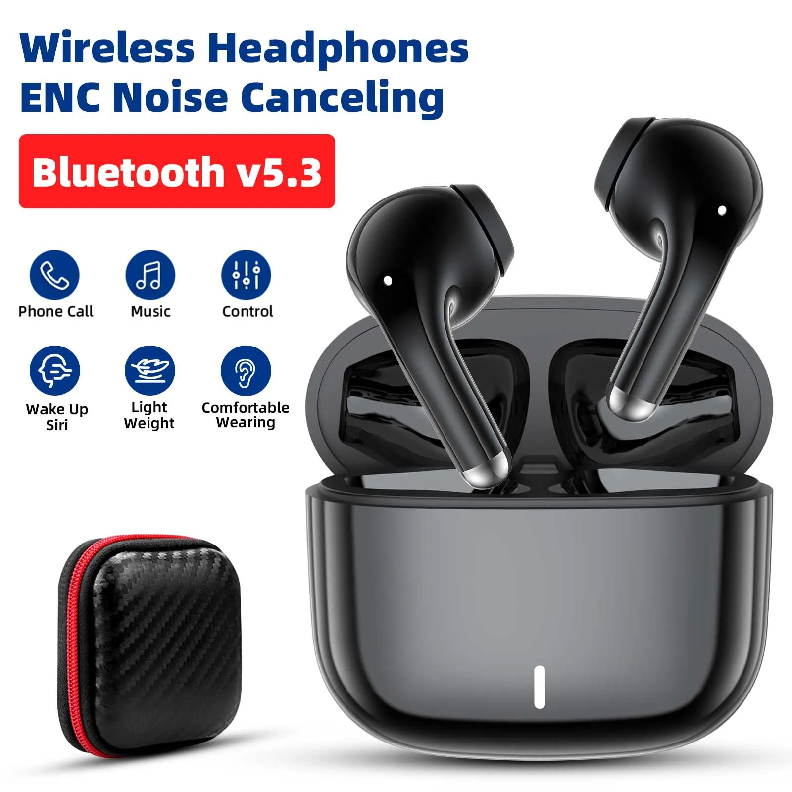 

Wireless Earbuds Bluetooth 5.3 In-Ear Stereo Headphones Noise Canceling with Mic for iPhone 17 16 15 Galaxy S25 S24 Pixel 9 8