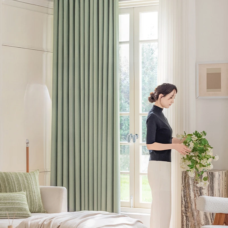 

Chenille Curtains Fully Blackout Pine Leaf Velvet New Style Bedroom Living Room Thickened Sunshade Modern Simple