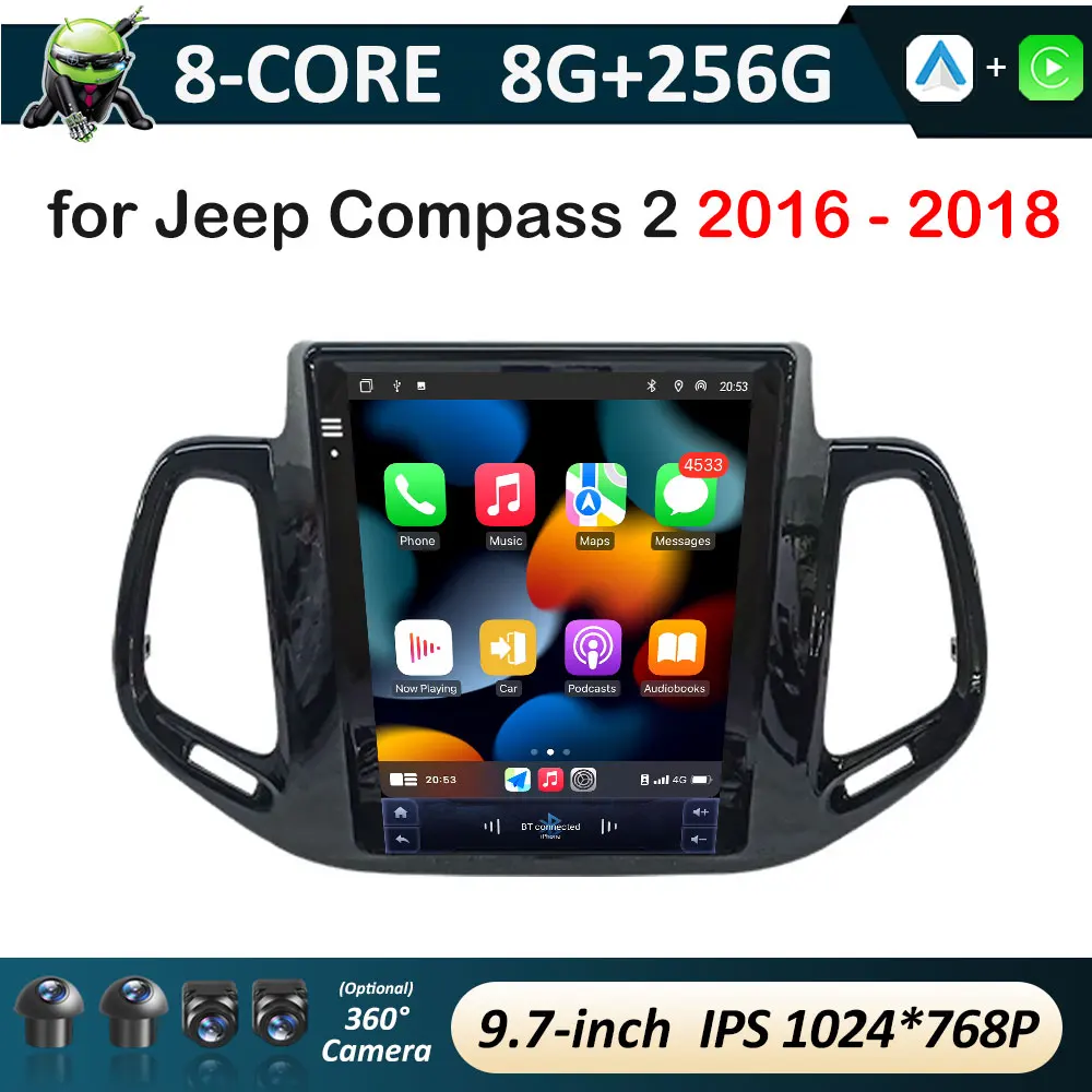 Intelligent System DSP Stereo for Jeep Compass 2 2016 2017 2018 Wireless Carplay IPS Screen Cooling fan Navigation GPS No 2 din