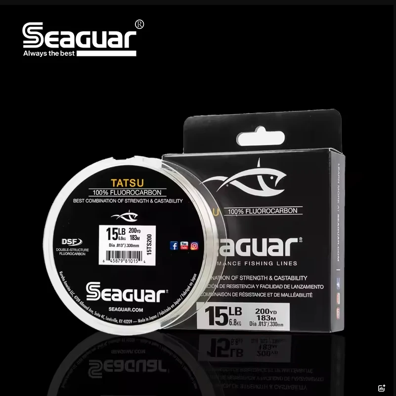 Original SEAGUAR TATSU fishing line 4LB-25LB 100% FLUOROCARBON DSF Competitive level Fishing Lines 200Y/183M