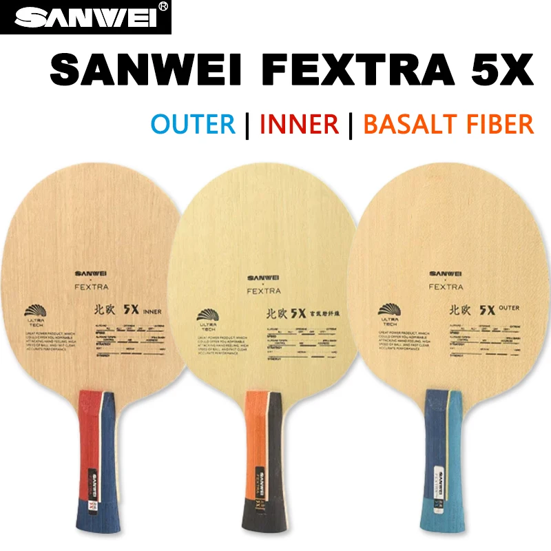 

Теннисная ракетка FEXTRA 5X Inner Outer Basalt Fiber SANWEI 7-Ply 5W2C, профессиональная ракетка для настольного тенниса, пинг-понга.