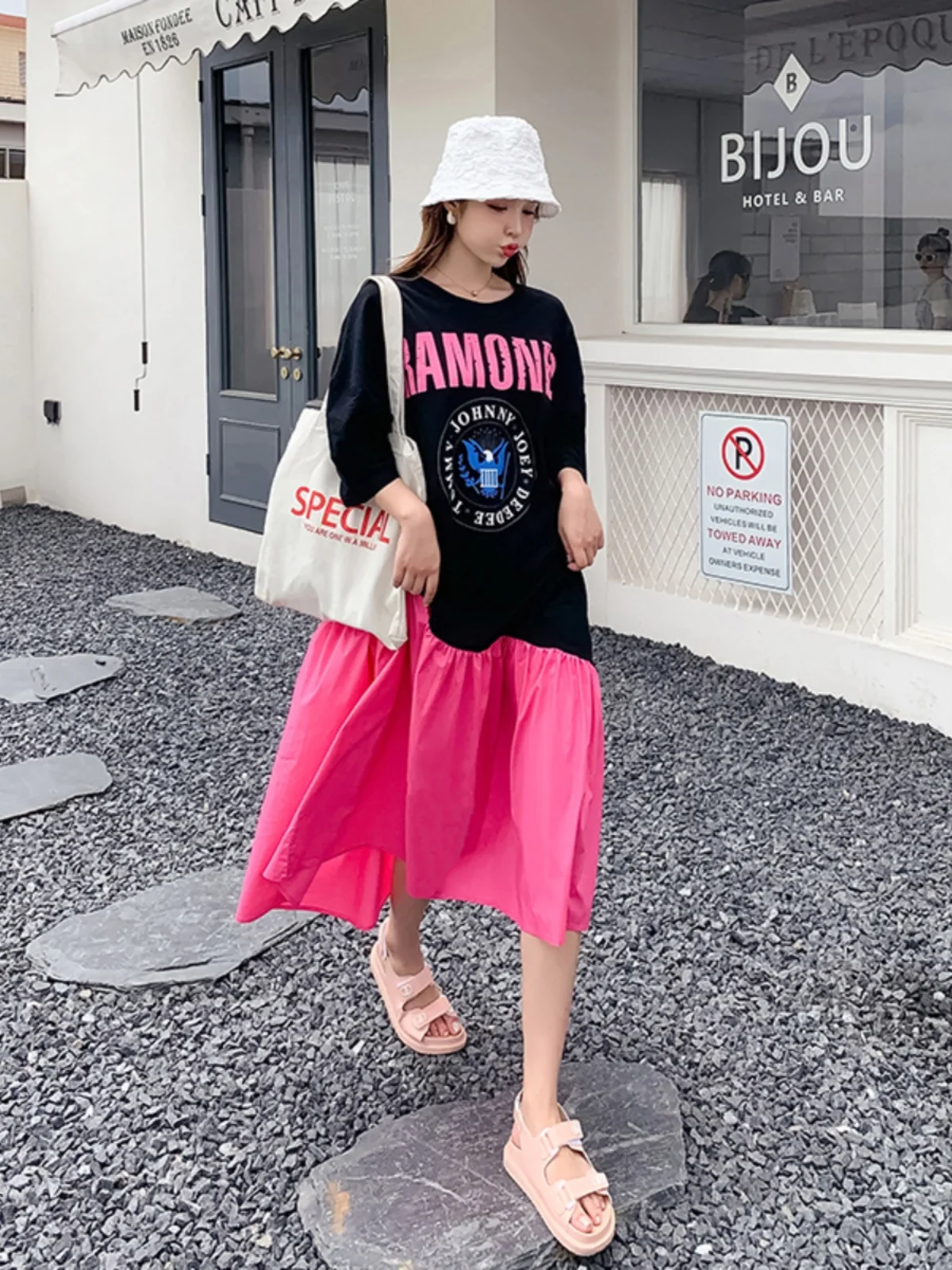 Grande taille femme Dr T-shirt Sle ventre couvrant Design été Faion coton ort Sve rond Ne couleur Dr