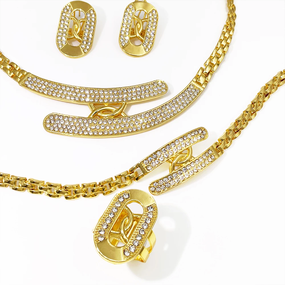 GZJPEI 4-teiliges Modeschmuck-Set Glänzender Weißer Zirkon Schmuck für Frauen Hochzeitsschmuck Accessoires 2026 Neuer Trend