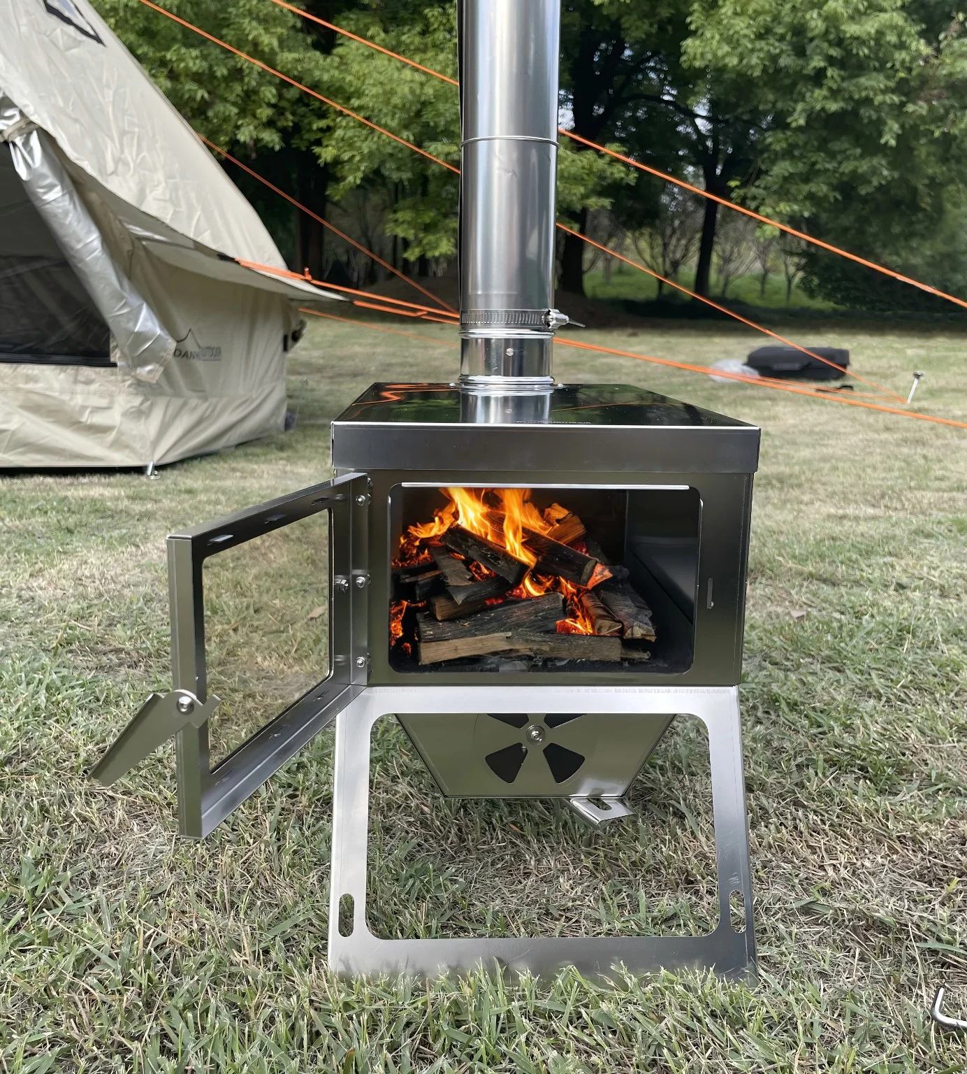 

STLFDANCHEL Hot Tent Stove with Folding Large Stove Body High-efficiency Wood Burning Stoves Heating Cooking(with 7cm Chimney)