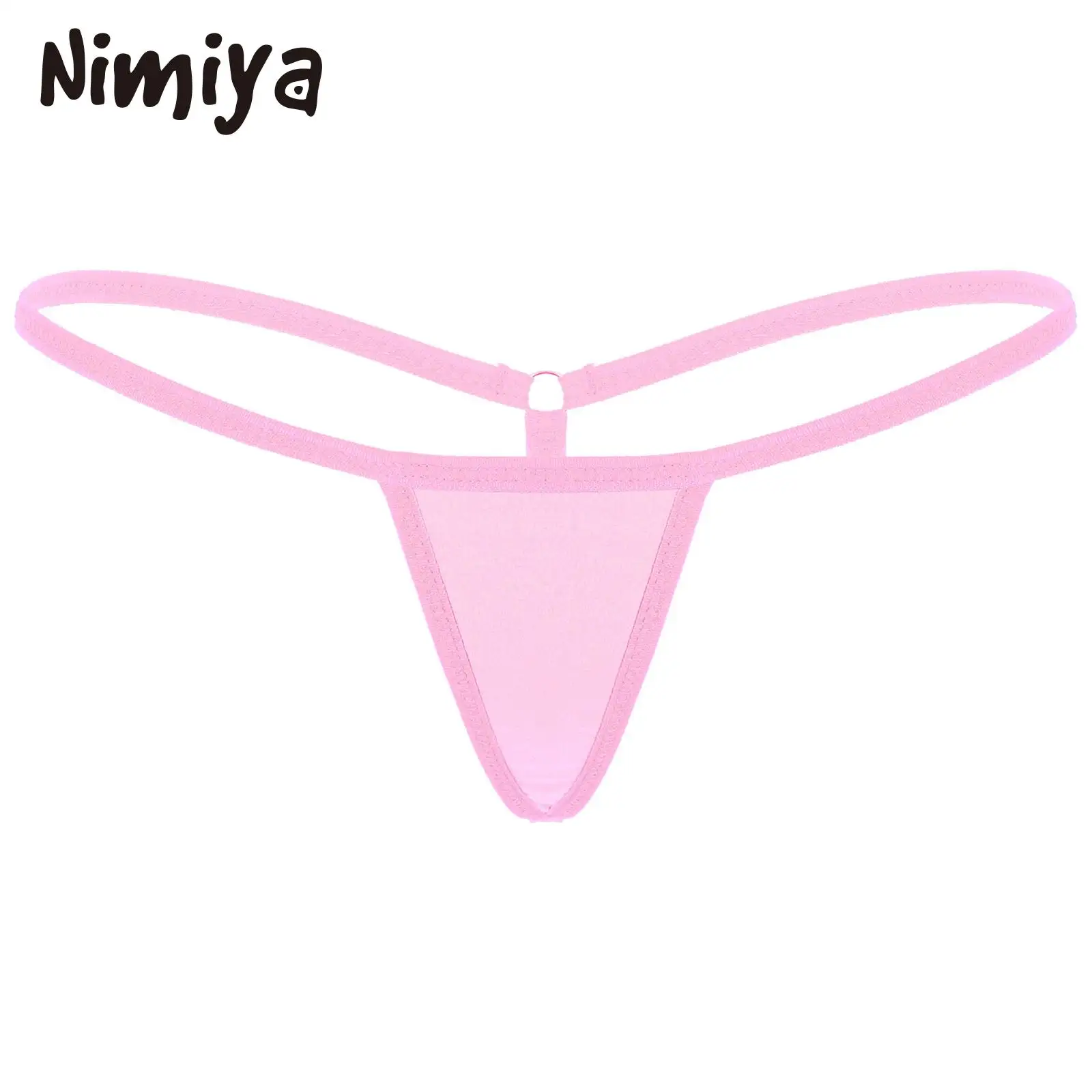 Nimiya-Tanga de tiro bajo para mujer, ropa interior suave de Color puro, con cintura elástica, Tanga ligero, Micro bragas, parte trasera en T