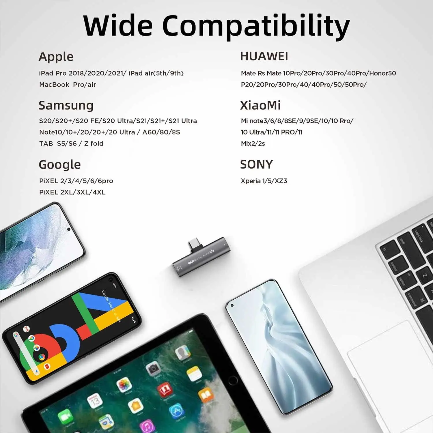 10개입 2-in-1 USB-C to 3.5mm 헤드폰 어댑터 HiFi DAC 및 27W 고속 충전 기능 아이폰 15, 갤럭시 S23/S22, 픽셀 6/5 호환