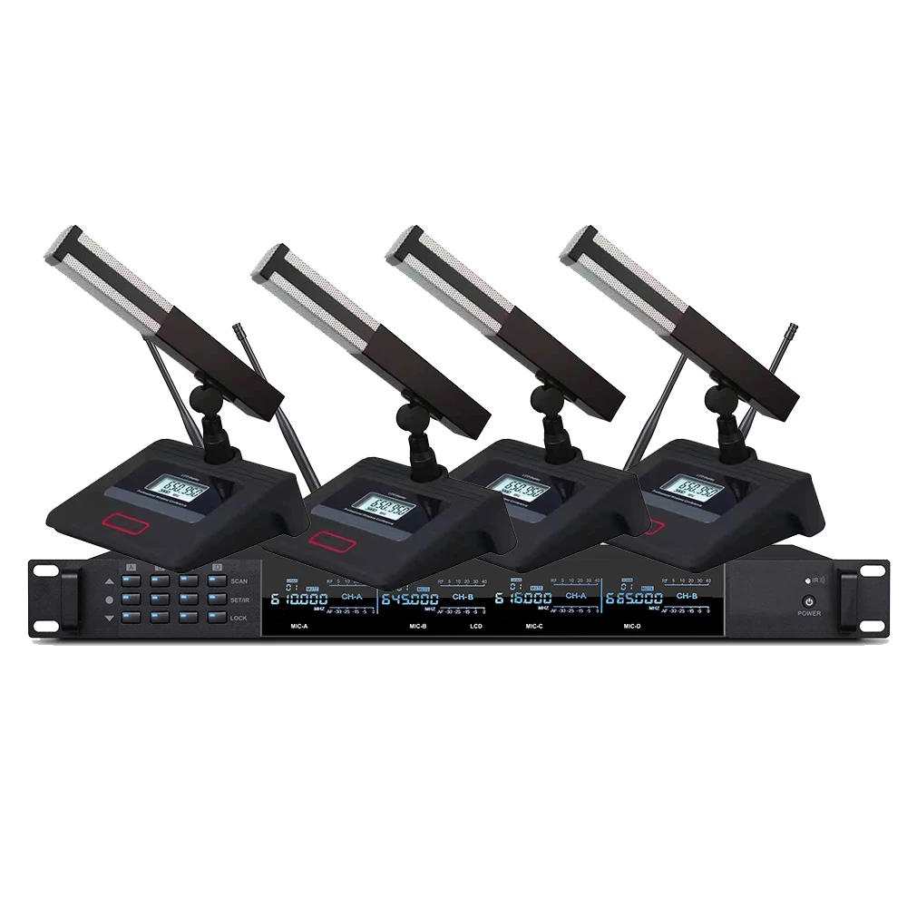 4 Channel Wireless Conference Microphone Gooseneck for conference room church school speech teaching