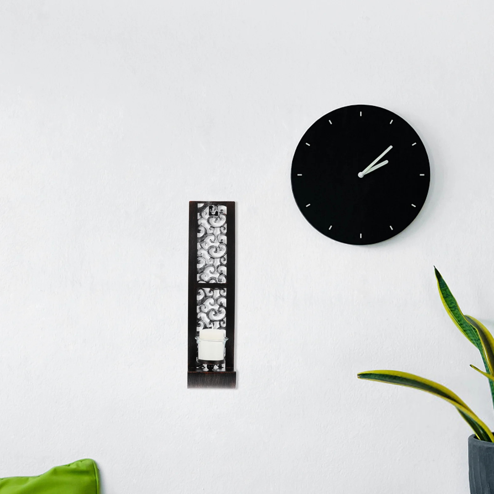 

Hanging Wall Decor Black Metal Pattern Tea Light St Iron Metal C Material Retro nament HomeDecoration