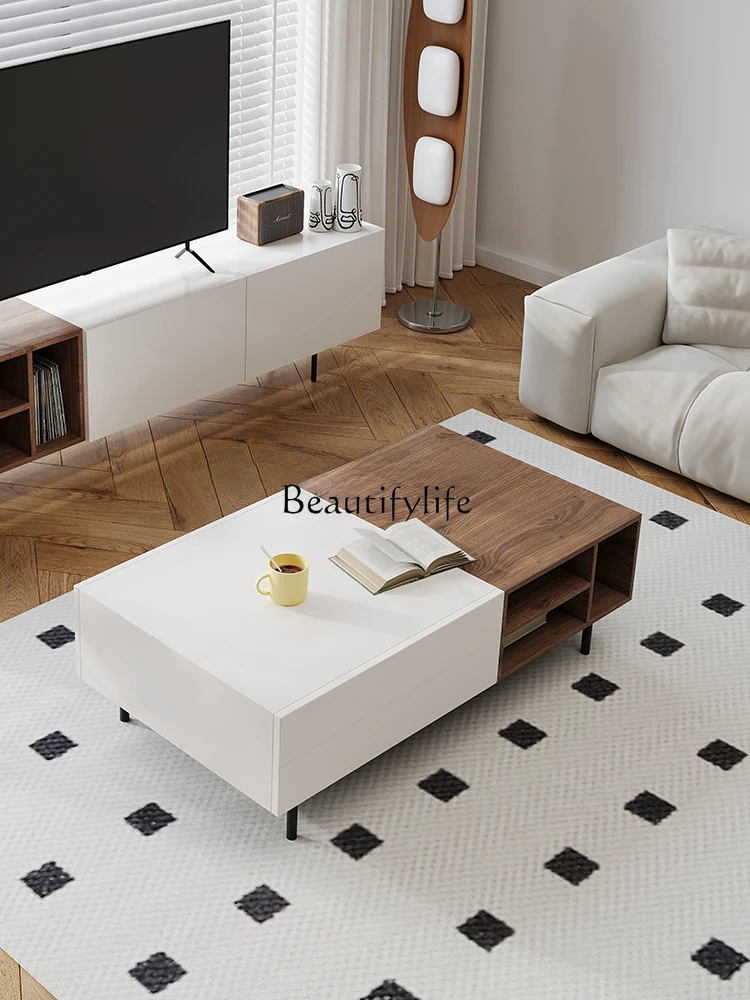 Italian Minimalist Rectangular Coffee Table Nordic Solid Wood Tea Table