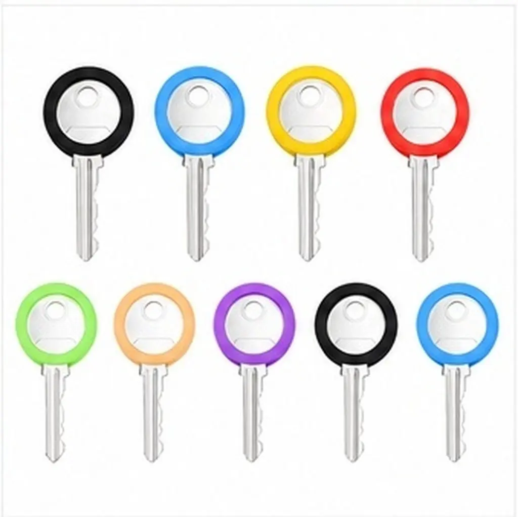 9Pcs Silicone Key Covers Caps Flexible Color Key Identifiers Protective Covers for Car House Keys Coding Rings Organizer