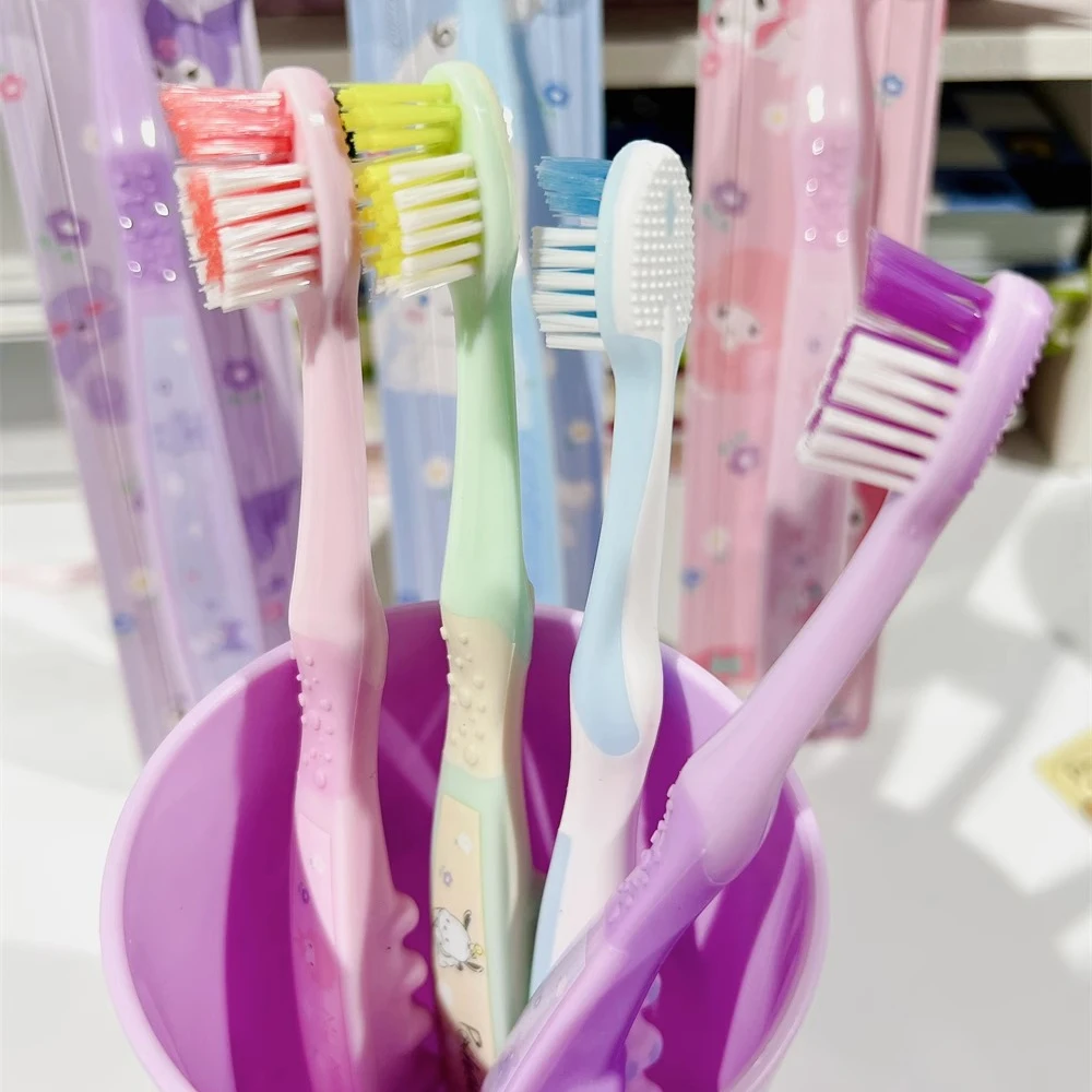 MINISO Sanrio Toothbrush Cute Cartoon Hello Kitty Cinnamoroll Colorful Student Toothbrush Clean Oral Children's Back School Gift