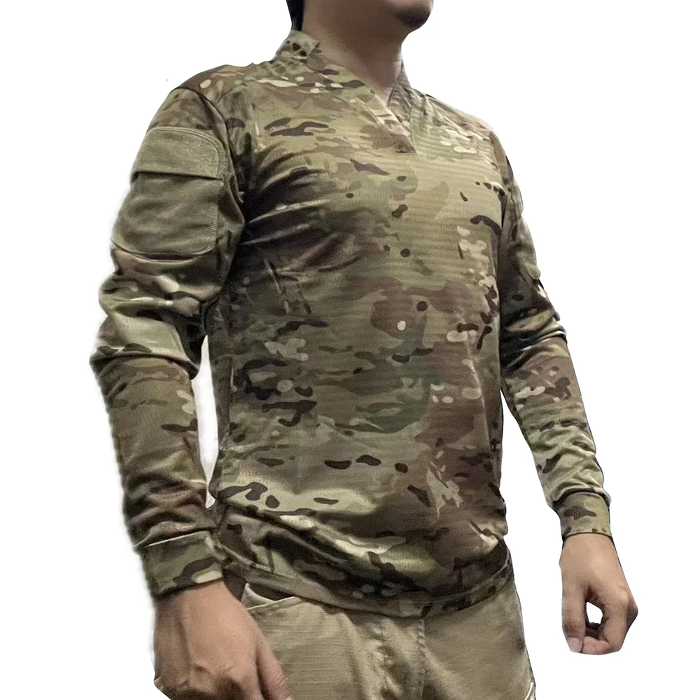 Chemise de Rugby Style camouflage vitesse, T-shirt tactique à manches longues à séchage rapide, CAG Love Outdoor