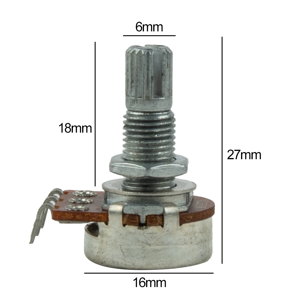 Kits de piezas de guitarra potenciómetro de guitarra aproximadamente 10g 1 4 6mm A500K potenciómetro de Metal de tono de volumen de guitarra eje de macetas de 18mm