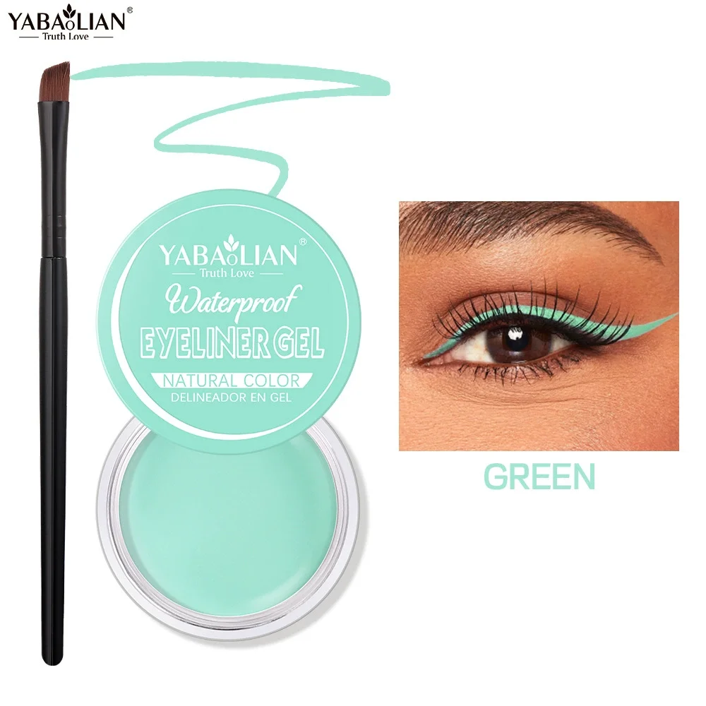 YABAOLIAN crema delineadora de seis colores, delicada y sin manchas, crema delineadora de gran capacidad con pincel delineador de ojos