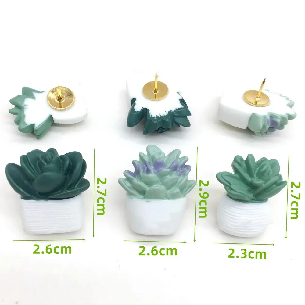 9/20Pcs Creative Succulent Plants Decorative Pushpins 3D Resin Board Push Pin Cute Reusable Thumb Tacks Wall Markers