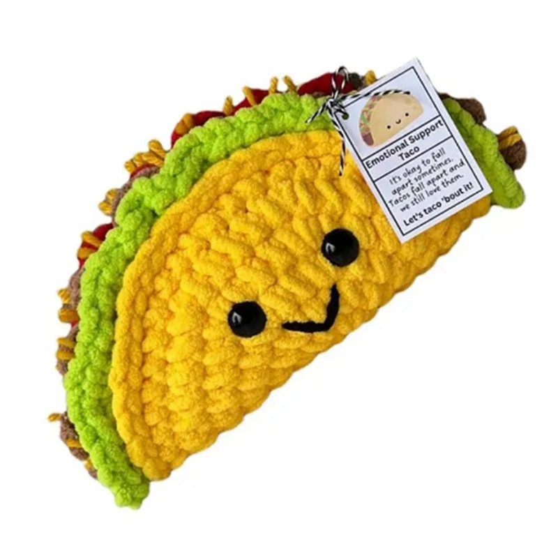 Crochet Doll Small Emotional Support Crochet Mini Taco Cartoon Cute Crochet Doll Taco Plush Cheer Up Toy Knitted Doll