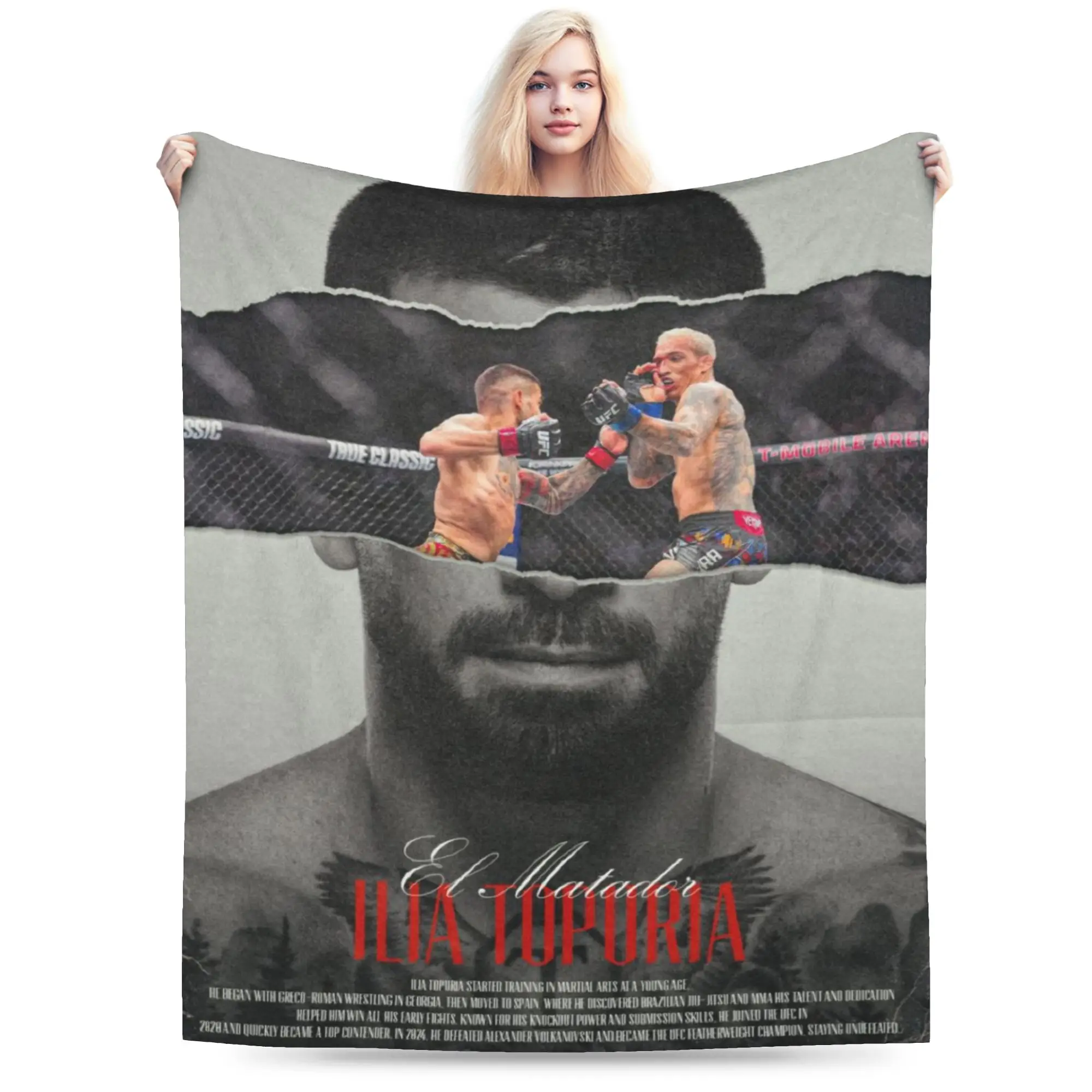 Cozy Ilia Topuria Wrestling Wrestler Blanket Merch Room Decorative  Blanket Throw Super Soft Flannel for Travel