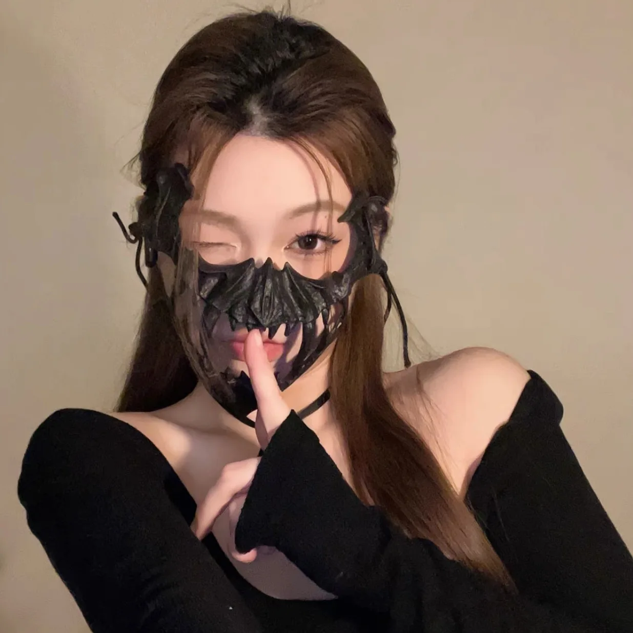 Skeleton Mask Halloween Cosplay Anime Dressed Half Face Mask Gothic Dressing Accessories Yaksha Werewolf Mask Performance Props