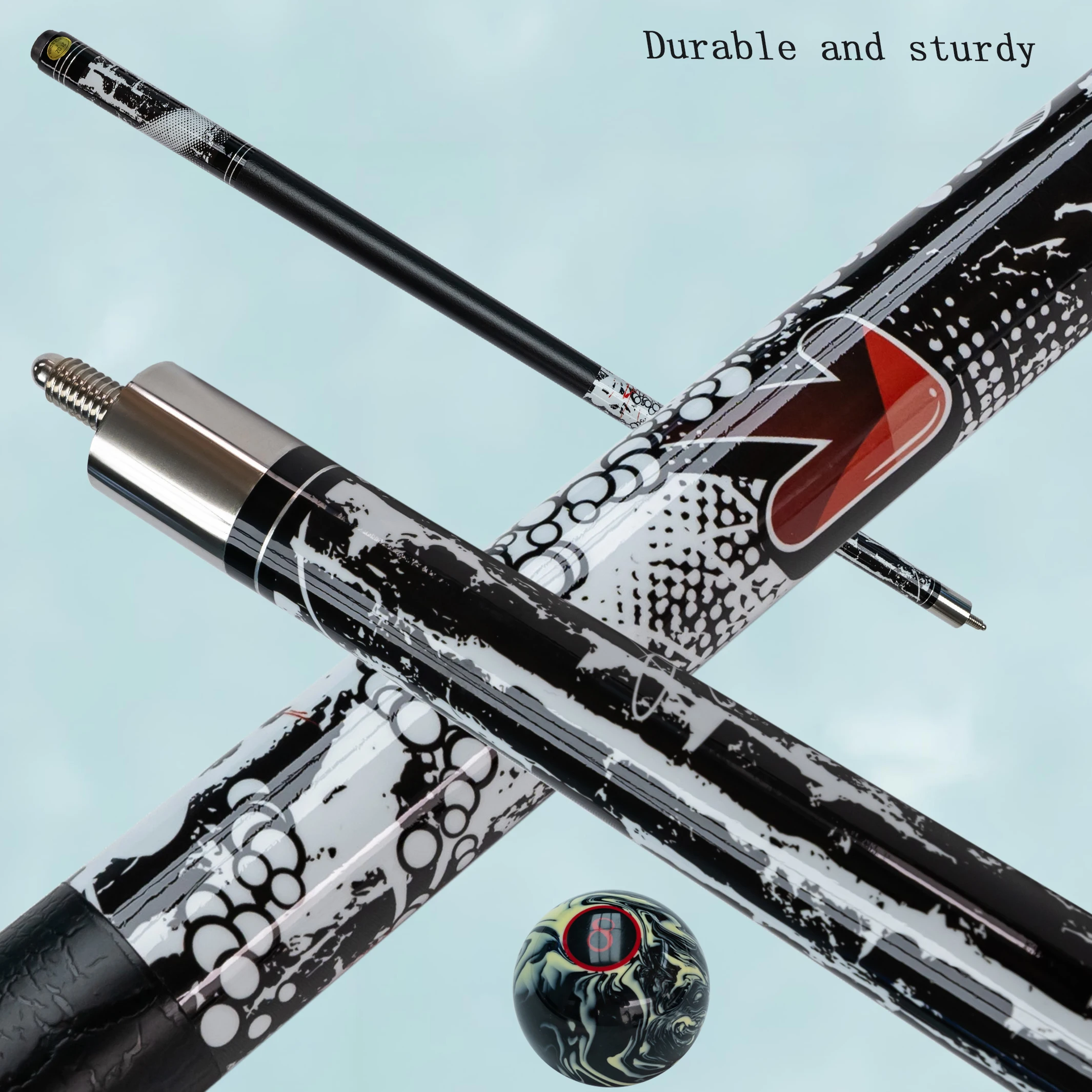 

Carbon Pool Cue Stick Black Shaft for 9-Ball and Carom Unique Pattern Design 13mm Tip