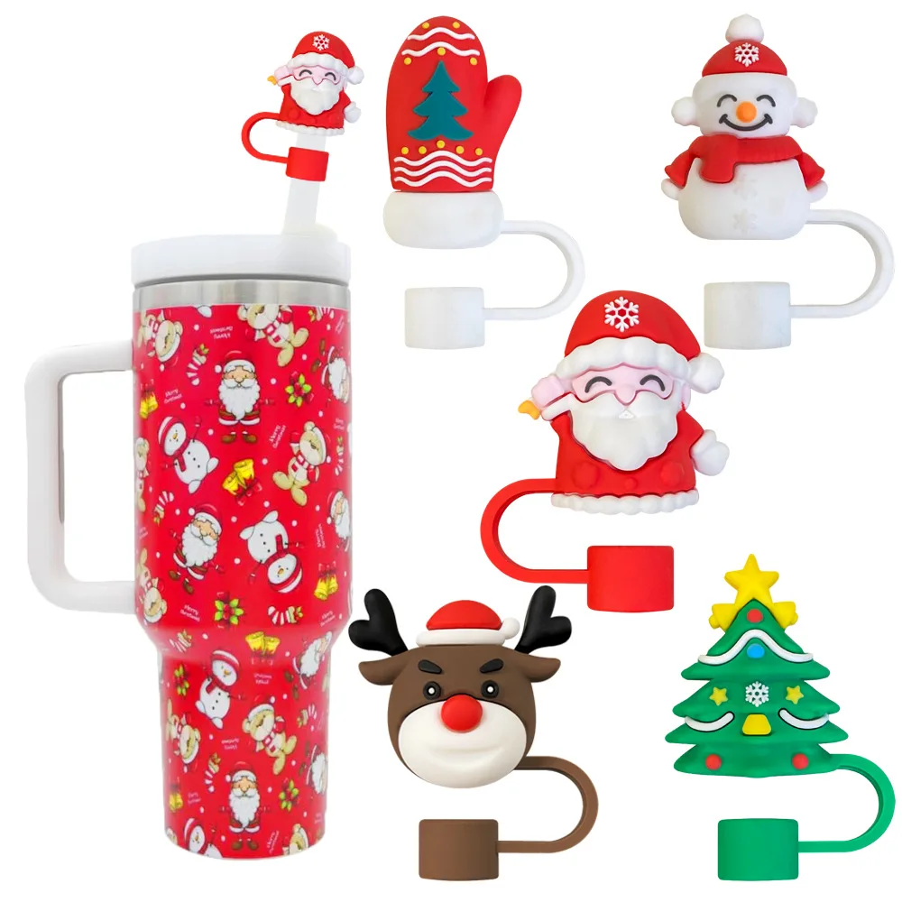 

Christmas Boy Girl Gift Cartoon Gloves Snowman Shape Straw Cap Dust Plug Suitable for 10mm TANLEY Cute Cup Straw Cap Accessories