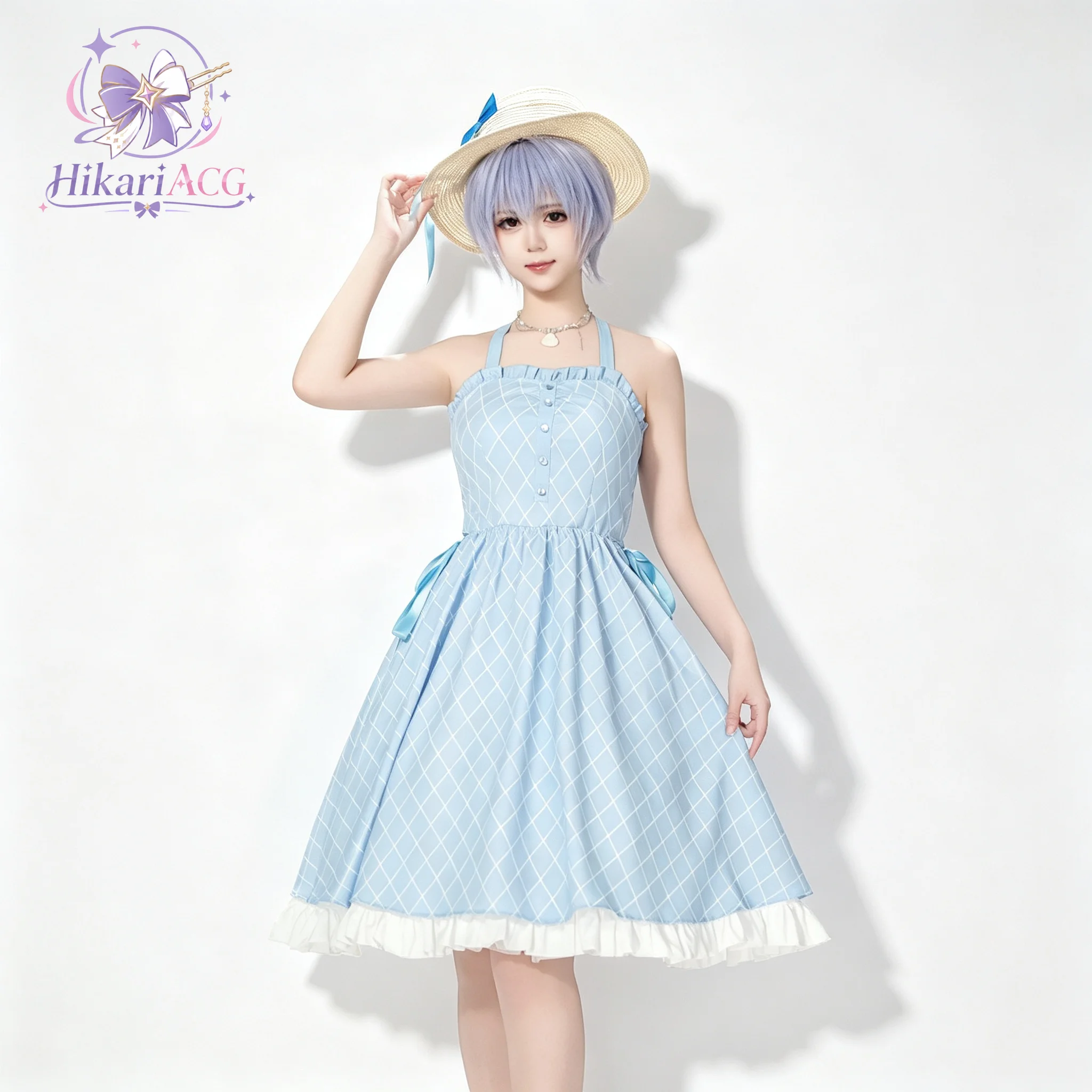 Disfraz de Anime Neon Genesis Evangelion Rei Ayanami, Edición Brisa Marina, para Cosplay, Actuaciones, Halloween, Vestido Azul para Uso Diario