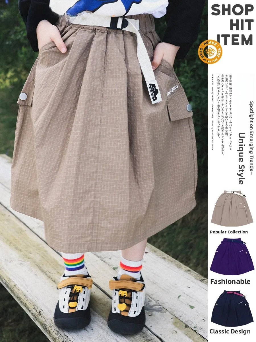 Outdoor Girls Skirt Quick Dry Mountain Series Spring Autumn New Style Children's Skirt Girls Cute A-Line Skirt Nylon Fabric