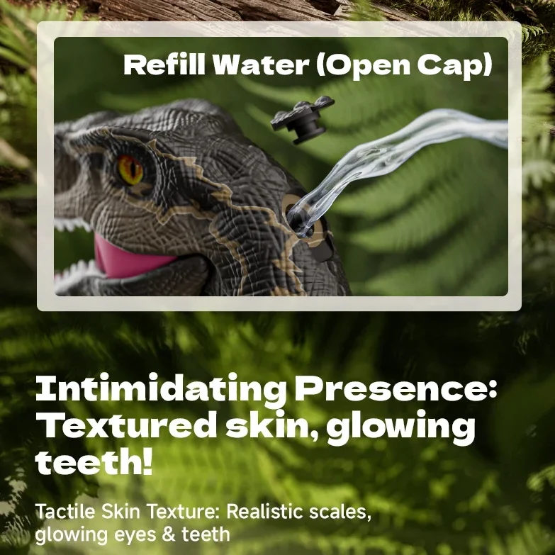 

Большой электрический динозавр на радиоуправлении 2.4G с функцией распыления, звуком, LED-подсветкой, гибким движением, умным режимом демонстрации и ходьбой