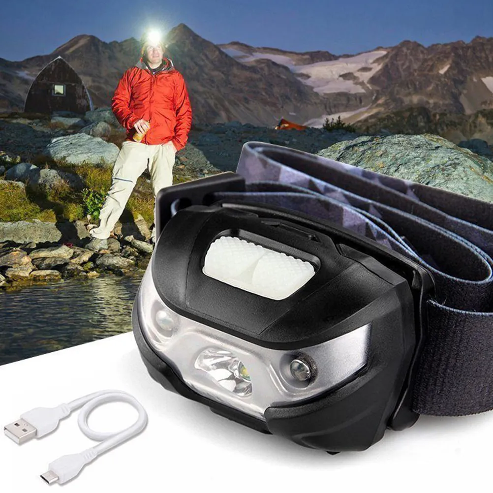 LED Rechargeable Headlamp Super Bright Portable Rotatable USB Charging for Outdoor Hiking Camping Running Walking Headlamp
