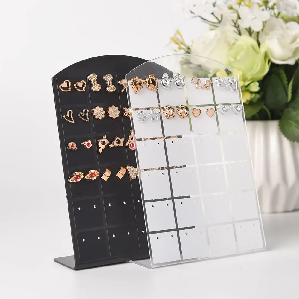 Soporte de plástico portátil para exhibición de Joyas, estante de almacenamiento para pendientes, caja organizadora con 48/72 agujeros