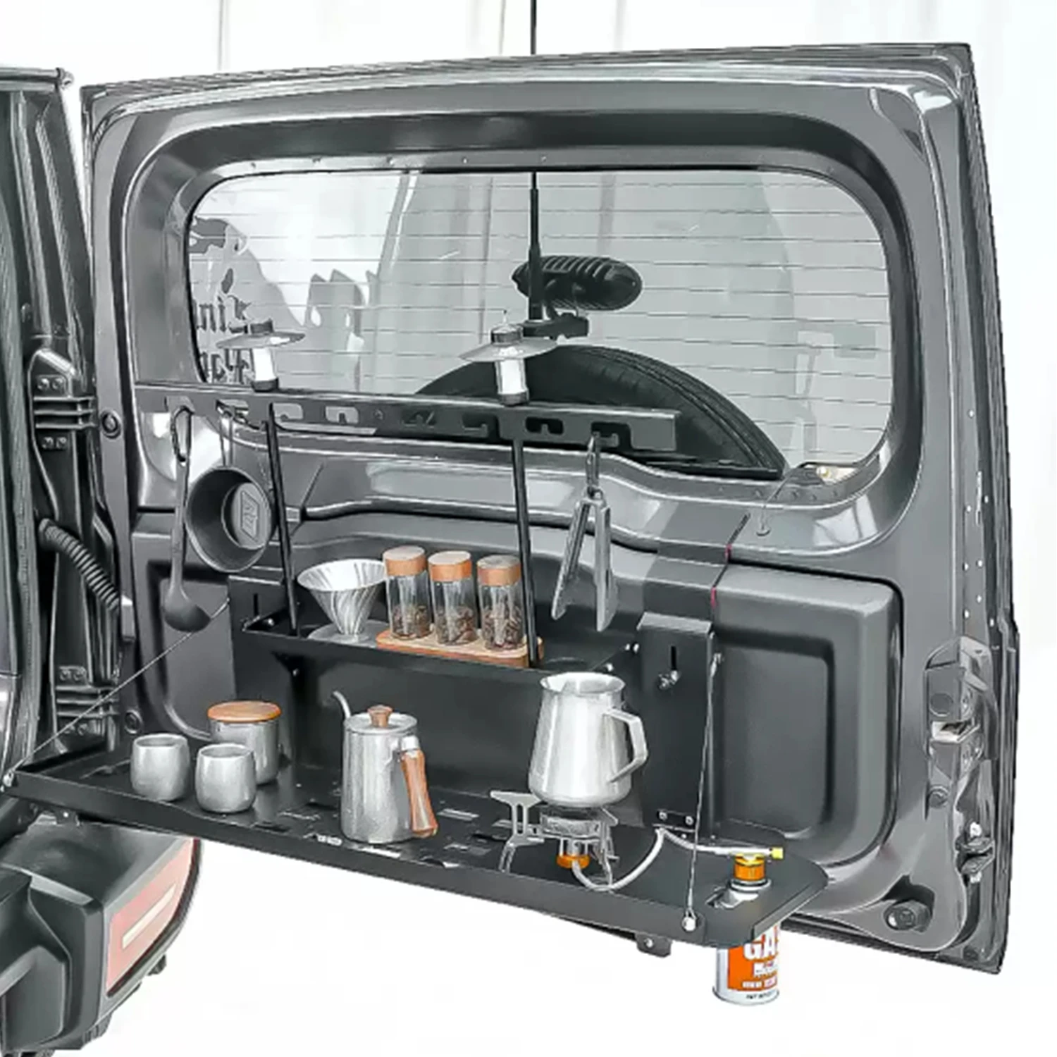 

Tail Window Organizer Rack Modular Panel Tailgate Storage Racks Foldable Table For Suzuki Jimny 3-Door 5-Door 2018-2025