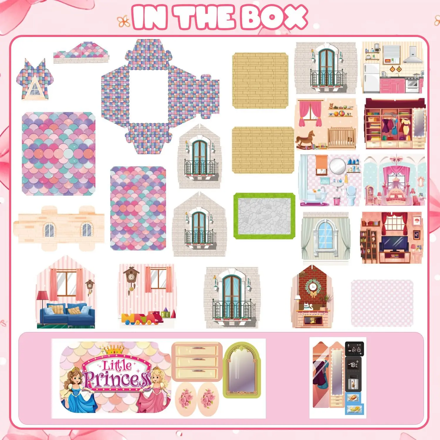 Poppenhuis voor meisjes 2/8 kamers Poppenhuis met poppen Figuur Meubels LED-licht Peuter Speelhuisje Kerstcadeau voor kinderen Kind