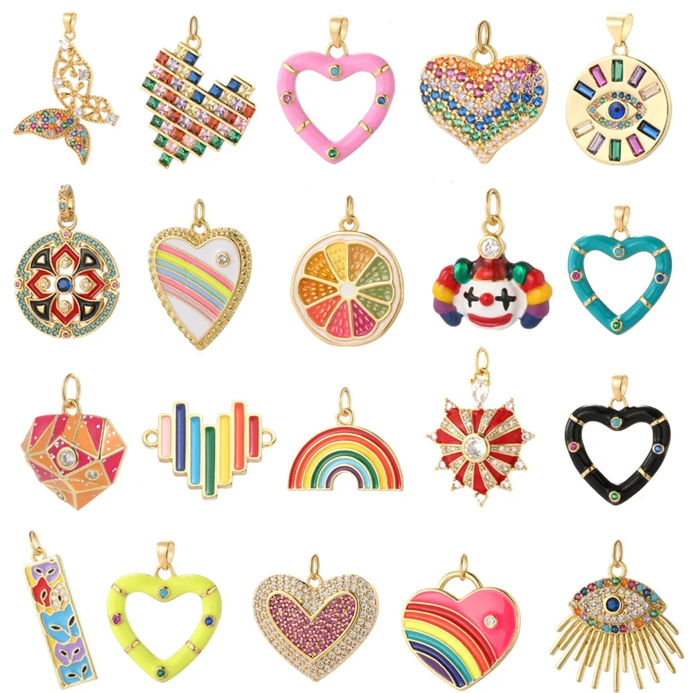 Boheemse Hart Tas Charms voor Sieraden Maken Benodigdheden Goud Kleur Dijes Diy Armband Ketting Oorbel Regenboog Vlinder Charme