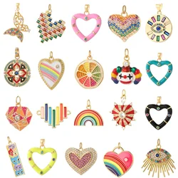 Bohemian Heart Bag Chrams for Jewelry Making Supplies Gold Color Dijes Diy Bracelet Necklace Earring Rainbow Butterfly Charm